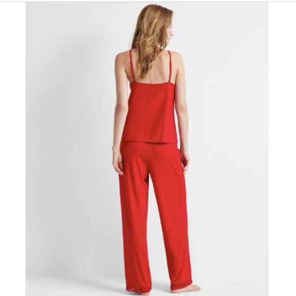 State of Day Women's Lace-Trim Camisole Pajama Set, Tango Red - Picture 2 of 2